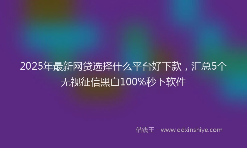 2025年最新网贷选择什么平台好下款，汇总5个无视征信黑白100%秒下软件