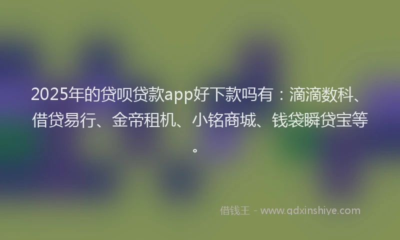 2025年的贷呗贷款app好下款吗有：滴滴数科、借贷易行、金帝租机、小铭商城、钱袋瞬贷宝等。