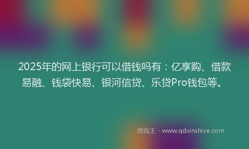 2025年的网上银行可以借钱吗有：亿享购、借款易融、钱袋快易、银河信贷、乐贷Pro钱包等。
