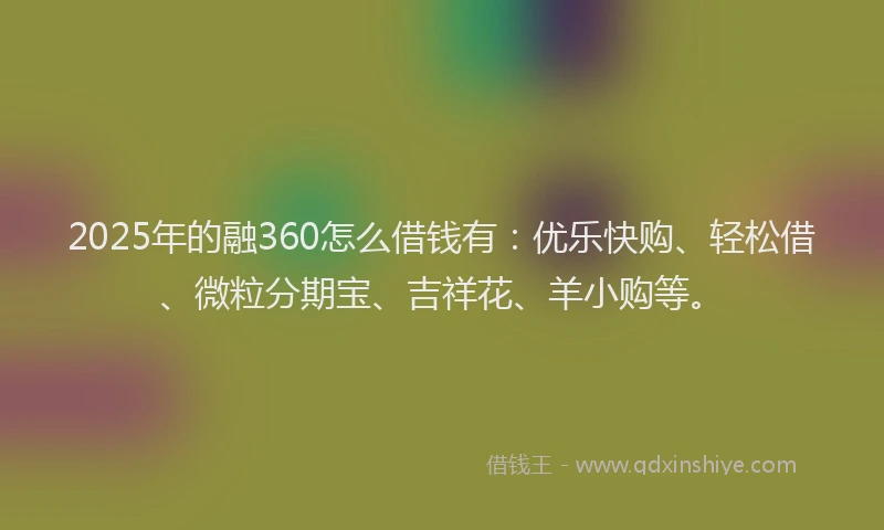 2025年的融360怎么借钱有：优乐快购、轻松借、微粒分期宝、吉祥花、羊小购等。