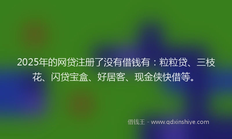 2025年的网贷注册了没有借钱有：粒粒贷、三枝花、闪贷宝盒、好居客、现金侠快借等。