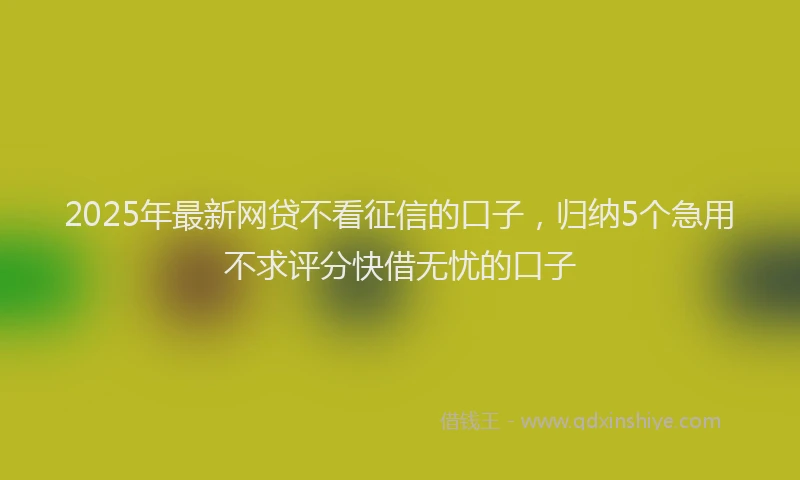 2025年最新网贷不看征信的口子，归纳5个急用不求评分快借无忧的口子
