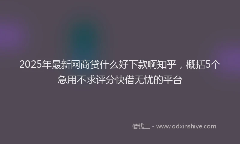 2025年最新网商贷什么好下款啊知乎，概括5个急用不求评分快借无忧的平台