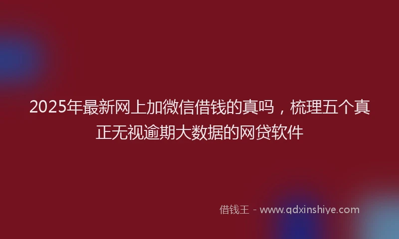 2025年最新网上加微信借钱的真吗，梳理五个真正无视逾期大数据的网贷软件