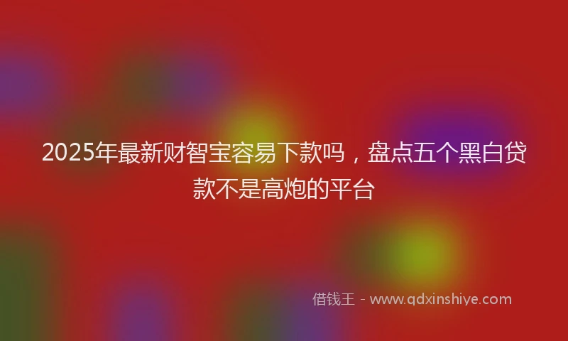 2025年最新财智宝容易下款吗，盘点五个黑白贷款不是高炮的平台