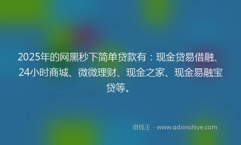 2025年的网黑秒下简单贷款有：现金贷易借融、24小时商城、微微理财、现金之家、现金易融宝贷等。