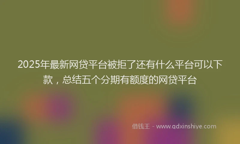 2025年最新网贷平台被拒了还有什么平台可以下款，总结五个分期有额度的网贷平台