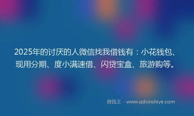 2025年的讨厌的人微信找我借钱有:小花钱包、现用分期、度小满速借、闪贷宝盒、旅游购等。