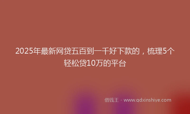 2025年最新网贷五百到一千好下款的，梳理5个轻松贷10万的平台