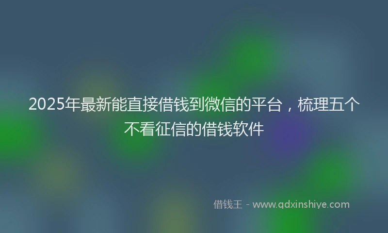 2025年最新能直接借钱到微信的平台，梳理五个不看征信的借钱软件