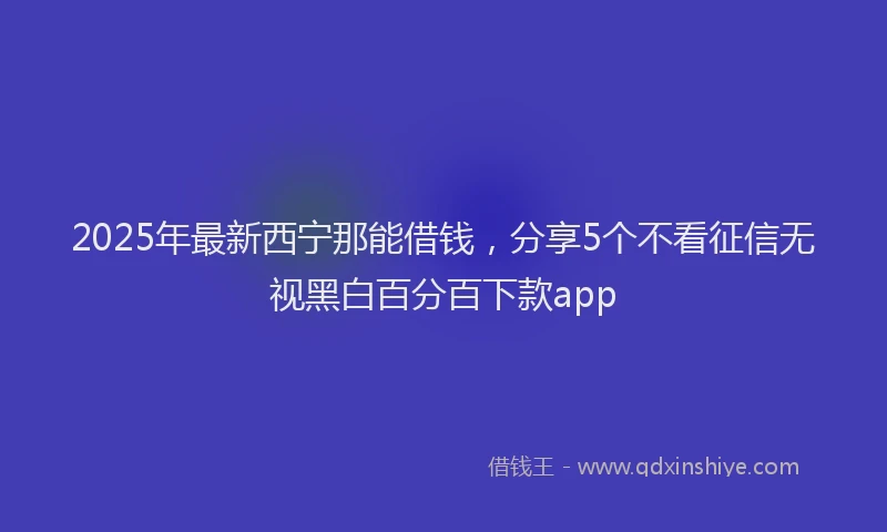 2025年最新西宁那能借钱，分享5个不看征信无视黑白百分百下款app