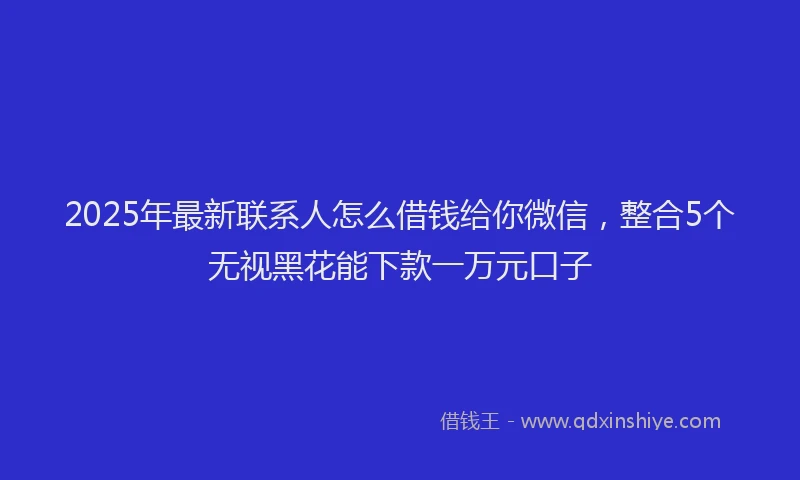 2025年最新联系人怎么借钱给你微信,整合5个无视黑花能下款一万元口子
