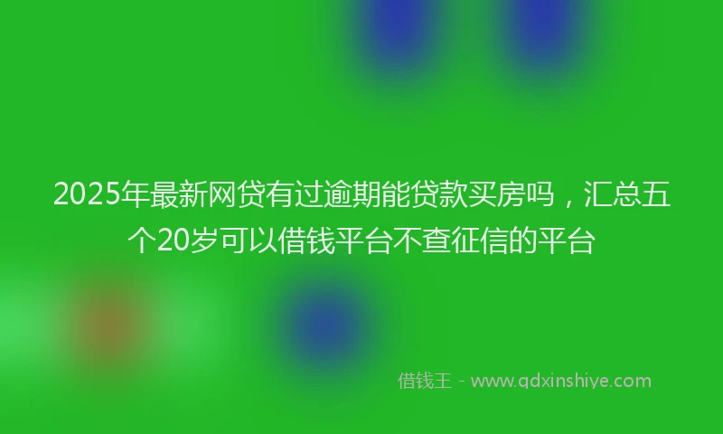 2025年最新网贷有过逾期能贷款买房吗，汇总五个20岁可以借钱平台不查征信的平台