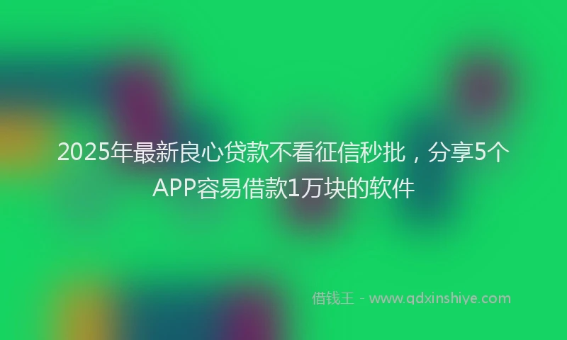 2025年最新良心贷款不看征信秒批,分享5个APP容易借款1万块的软件