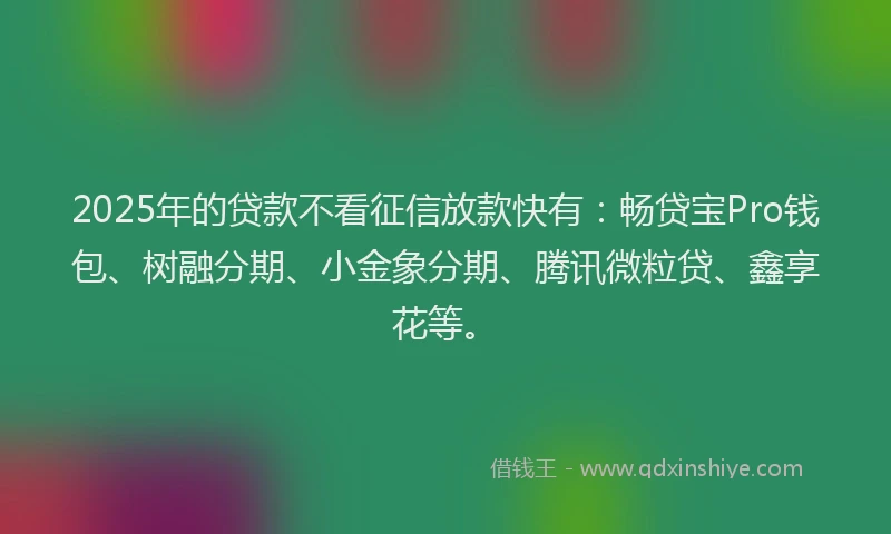 2025年的贷款不看征信放款快有：畅贷宝Pro钱包、树融分期、小金象分期、腾讯微粒贷、鑫享花等。