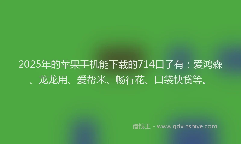 2025年的苹果手机能下载的714口子有：爱鸿森、龙龙用、爱帮米、畅行花、口袋快贷等。