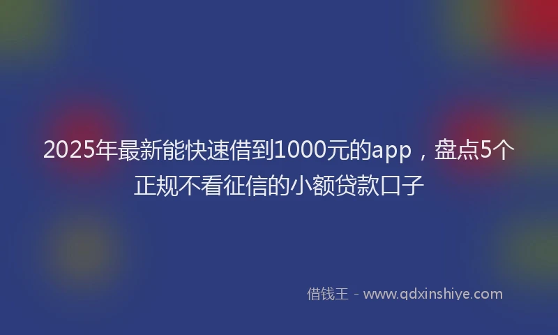 2025年最新能快速借到1000元的app，盘点5个正规不看征信的小额贷款口子
