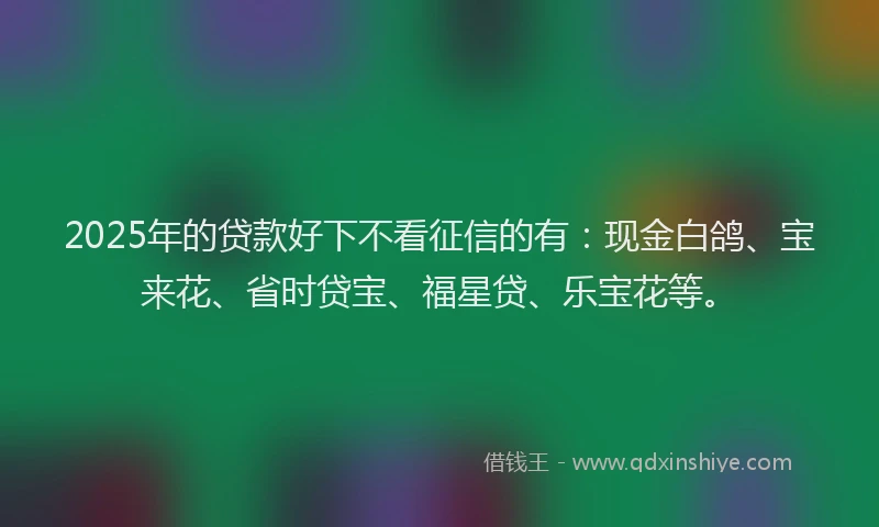 2025年的贷款好下不看征信的有：现金白鸽、宝来花、省时贷宝、福星贷、乐宝花等。