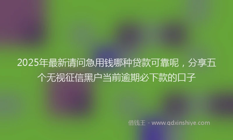 2025年最新请问急用钱哪种贷款可靠呢，分享五个无视征信黑户当前逾期必下款的口子