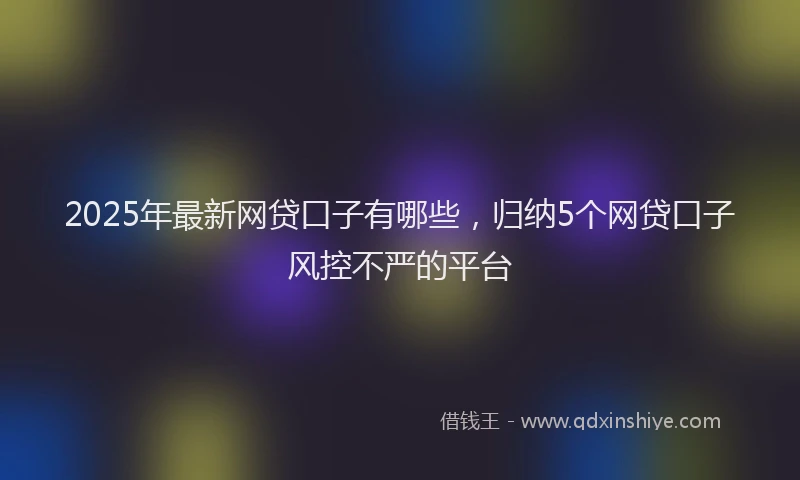 2025年最新网贷口子有哪些，归纳5个网贷口子风控不严的平台