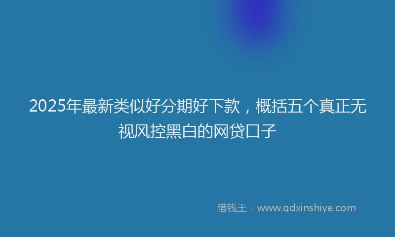 2025年最新类似好分期好下款，概括五个真正无视风控黑白的网贷口子