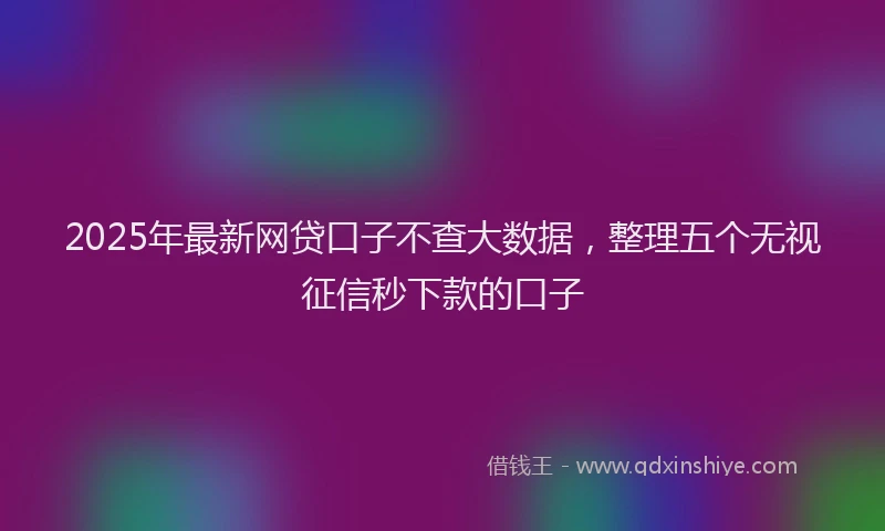 2025年最新网贷口子不查大数据，整理五个无视征信秒下款的口子