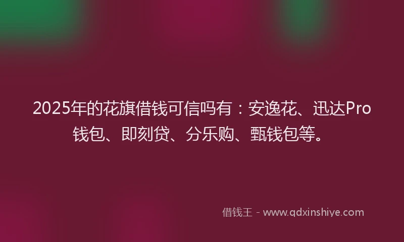 2025年的花旗借钱可信吗有：安逸花、迅达Pro钱包、即刻贷、分乐购、甄钱包等。