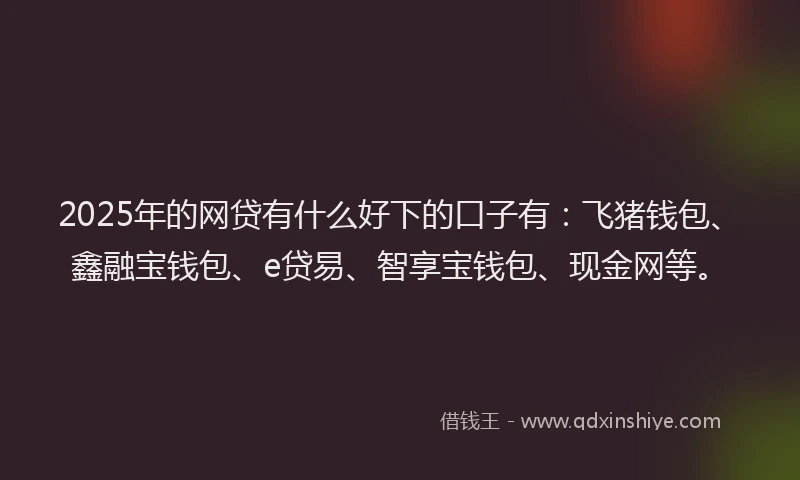 2025年的网贷有什么好下的口子有：飞猪钱包、鑫融宝钱包、e贷易、智享宝钱包、现金网等。