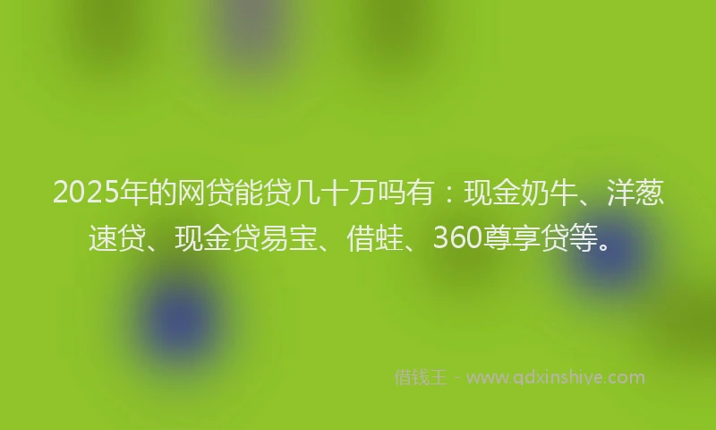 2025年的网贷能贷几十万吗有：现金奶牛、洋葱速贷、现金贷易宝、借蛙、360尊享贷等。