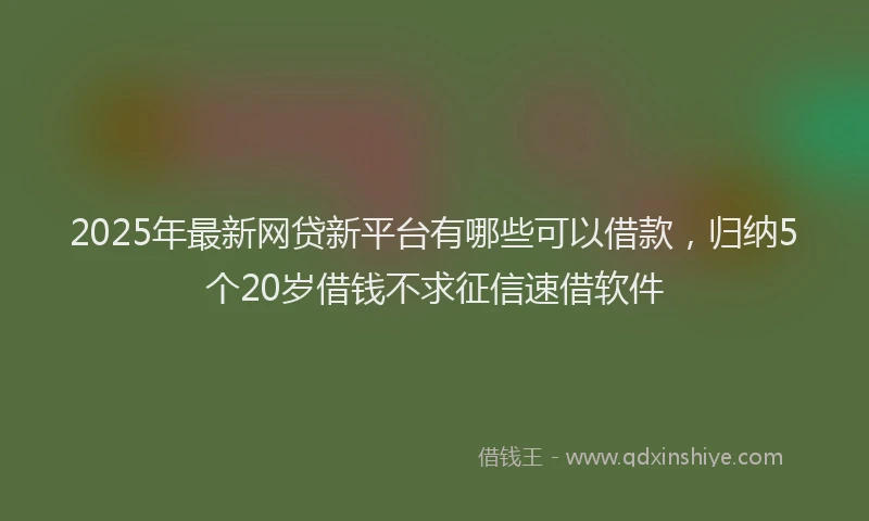 2025年最新网贷新平台有哪些可以借款，归纳5个20岁借钱不求征信速借软件