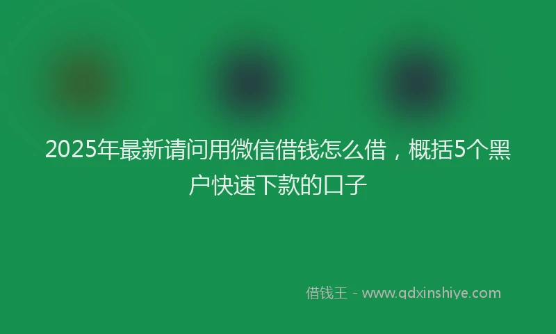 2025年最新请问用微信借钱怎么借，概括5个黑户快速下款的口子