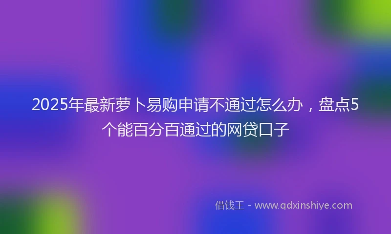 2025年最新萝卜易购申请不通过怎么办，盘点5个能百分百通过的网贷口子