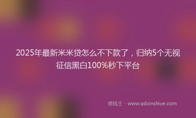 2025年最新米米贷怎么不下款了，归纳5个无视征信黑白100%秒下平台