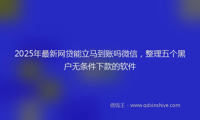 2025年最新网贷能立马到账吗微信，整理五个黑户无条件下款的软件