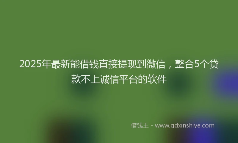 2025年最新能借钱直接提现到微信，整合5个贷款不上诚信平台的软件