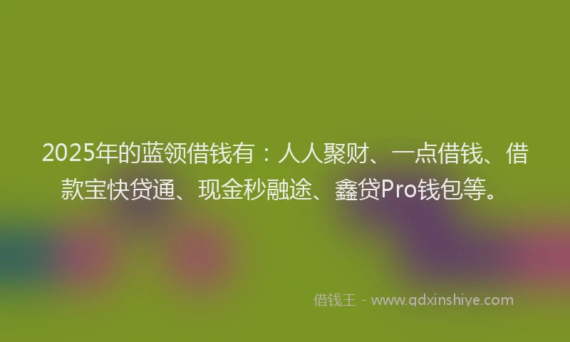 2025年的蓝领借钱有：人人聚财、一点借钱、借款宝快贷通、现金秒融途、鑫贷Pro钱包等。