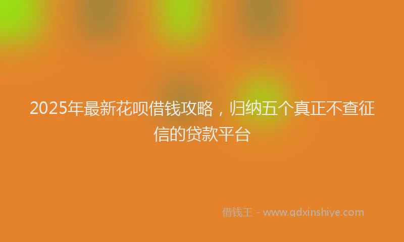2025年最新花呗借钱攻略，归纳五个真正不查征信的贷款平台