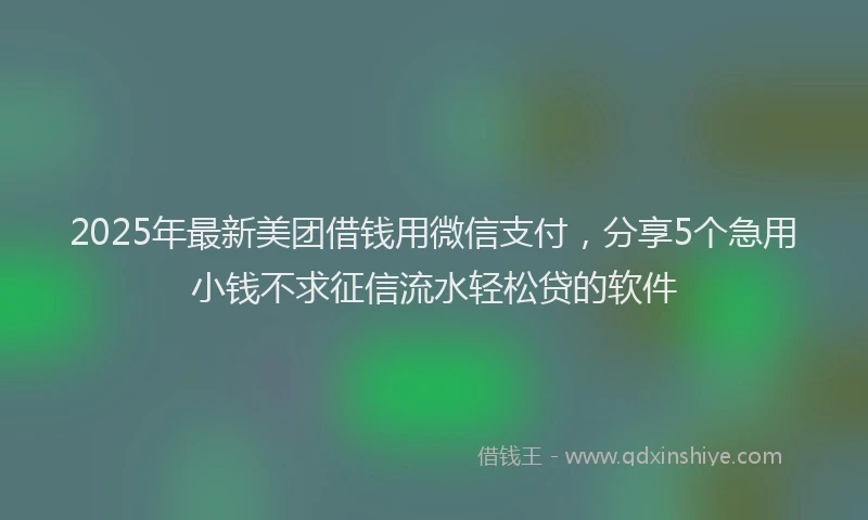 2025年最新美团借钱用微信支付，分享5个急用小钱不求征信流水轻松贷的软件