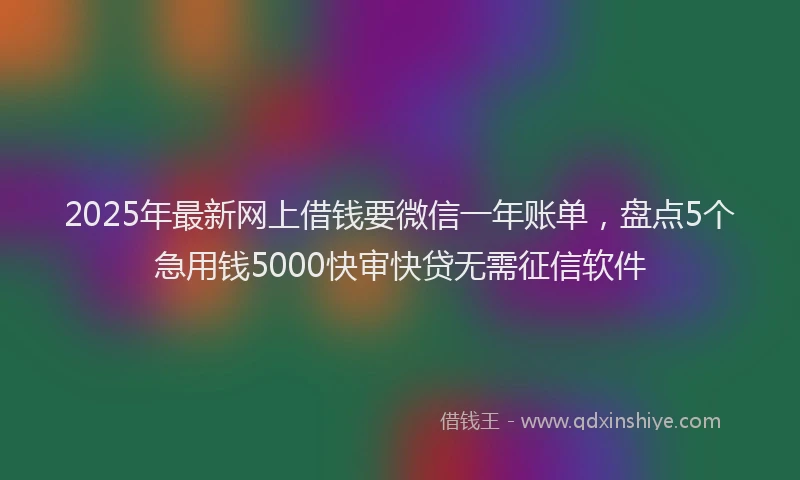 2025年最新网上借钱要微信一年账单，盘点5个急用钱5000快审快贷无需征信软件