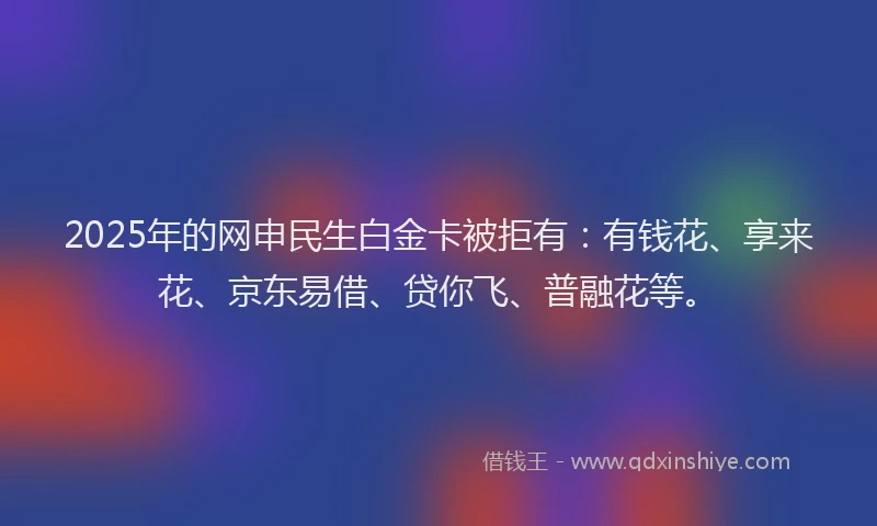2025年的网申民生白金卡被拒有：有钱花、享来花、京东易借、贷你飞、普融花等。