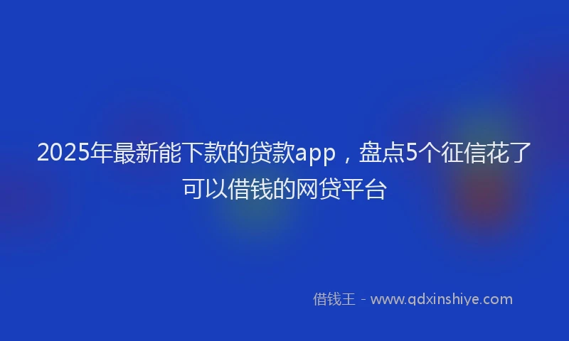 2025年最新能下款的贷款app，盘点5个征信花了可以借钱的网贷平台