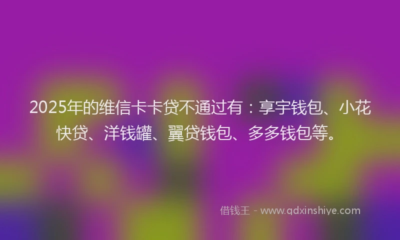 2025年的维信卡卡贷不通过有：享宇钱包、小花快贷、洋钱罐、翼贷钱包、多多钱包等。