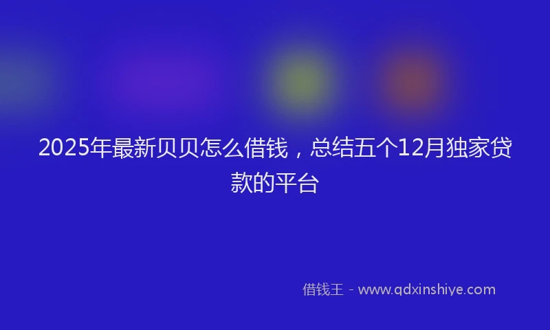 2025年最新贝贝怎么借钱，总结五个12月独家贷款的平台