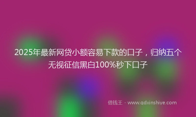 2025年最新网贷小额容易下款的口子，归纳五个无视征信黑白100%秒下口子