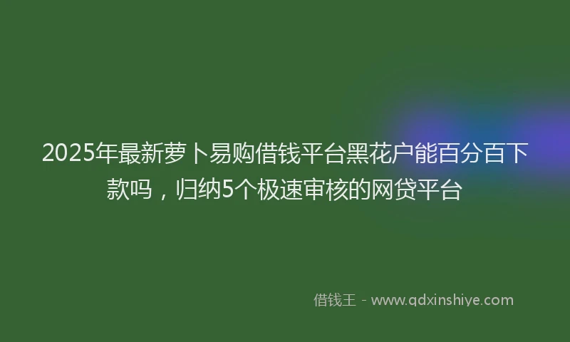 2025年最新萝卜易购借钱平台黑花户能百分百下款吗，归纳5个极速审核的网贷平台