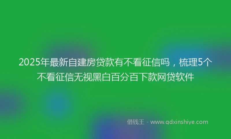 2025年最新自建房贷款有不看征信吗，梳理5个不看征信无视黑白百分百下款网贷软件