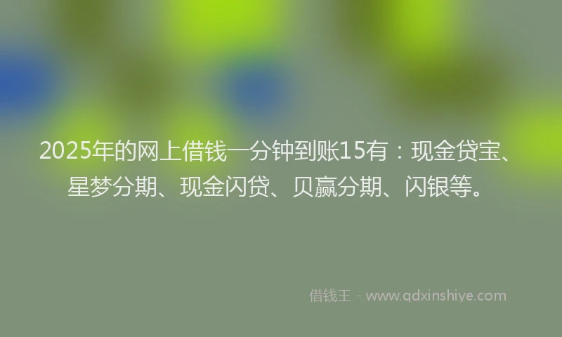 2025年的网上借钱一分钟到账15有：现金贷宝、星梦分期、现金闪贷、贝赢分期、闪银等。
