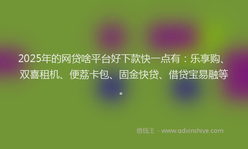 2025年的网贷啥平台好下款快一点有：乐享购、双喜租机、便荔卡包、固金快贷、借贷宝易融等。