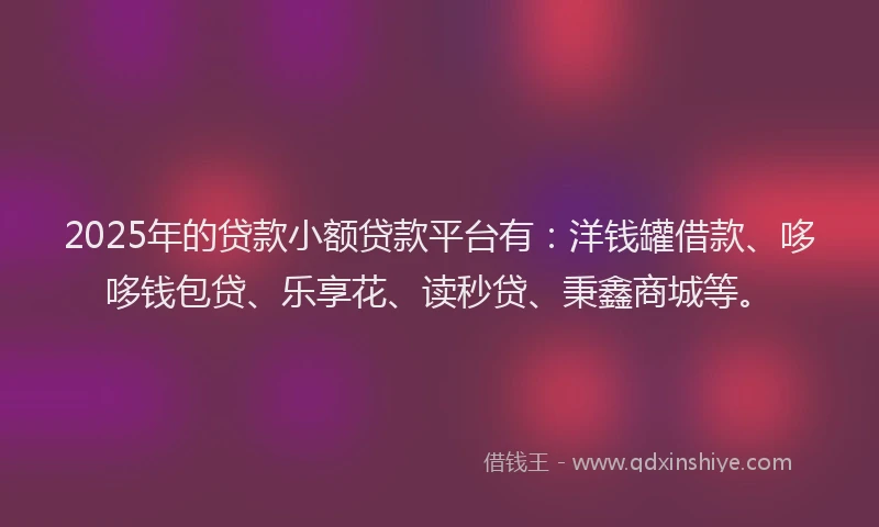 2025年的贷款小额贷款平台有：洋钱罐借款、哆哆钱包贷、乐享花、读秒贷、秉鑫商城等。