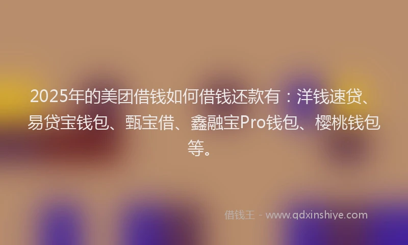 2025年的美团借钱如何借钱还款有：洋钱速贷、易贷宝钱包、甄宝借、鑫融宝Pro钱包、樱桃钱包等。
